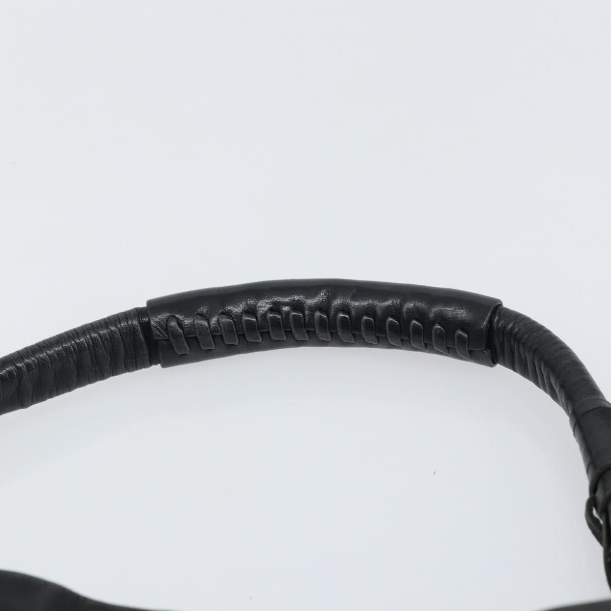 PRADA Shoulder Bag Nylon Leather Black Silver Auth bs31716