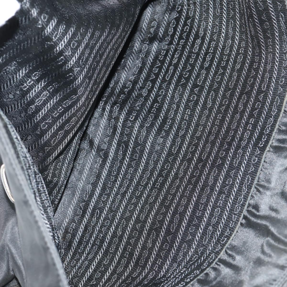 PRADA Business Bag Nylon Leather Black Silver Auth bs31717