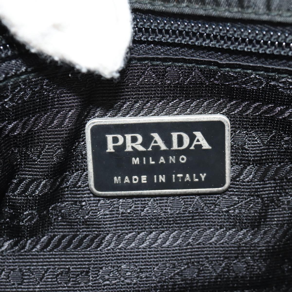 PRADA Business Bag Nylon Leather Black Silver Auth bs31717