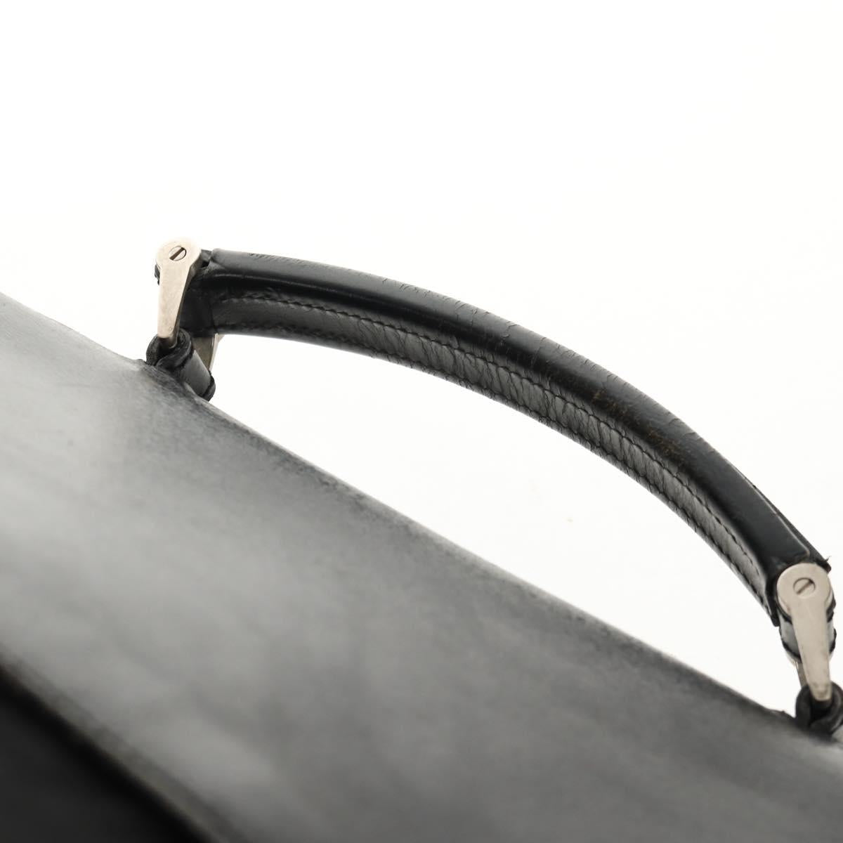 PRADA Business Bag Nylon Leather Black Silver Auth bs31717