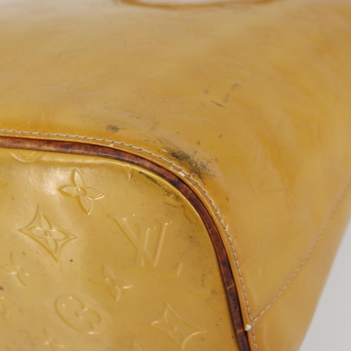 LOUIS VUITTON Monogram Vernis Houston Hand Bag Beige M91004 LV Auth bs31721