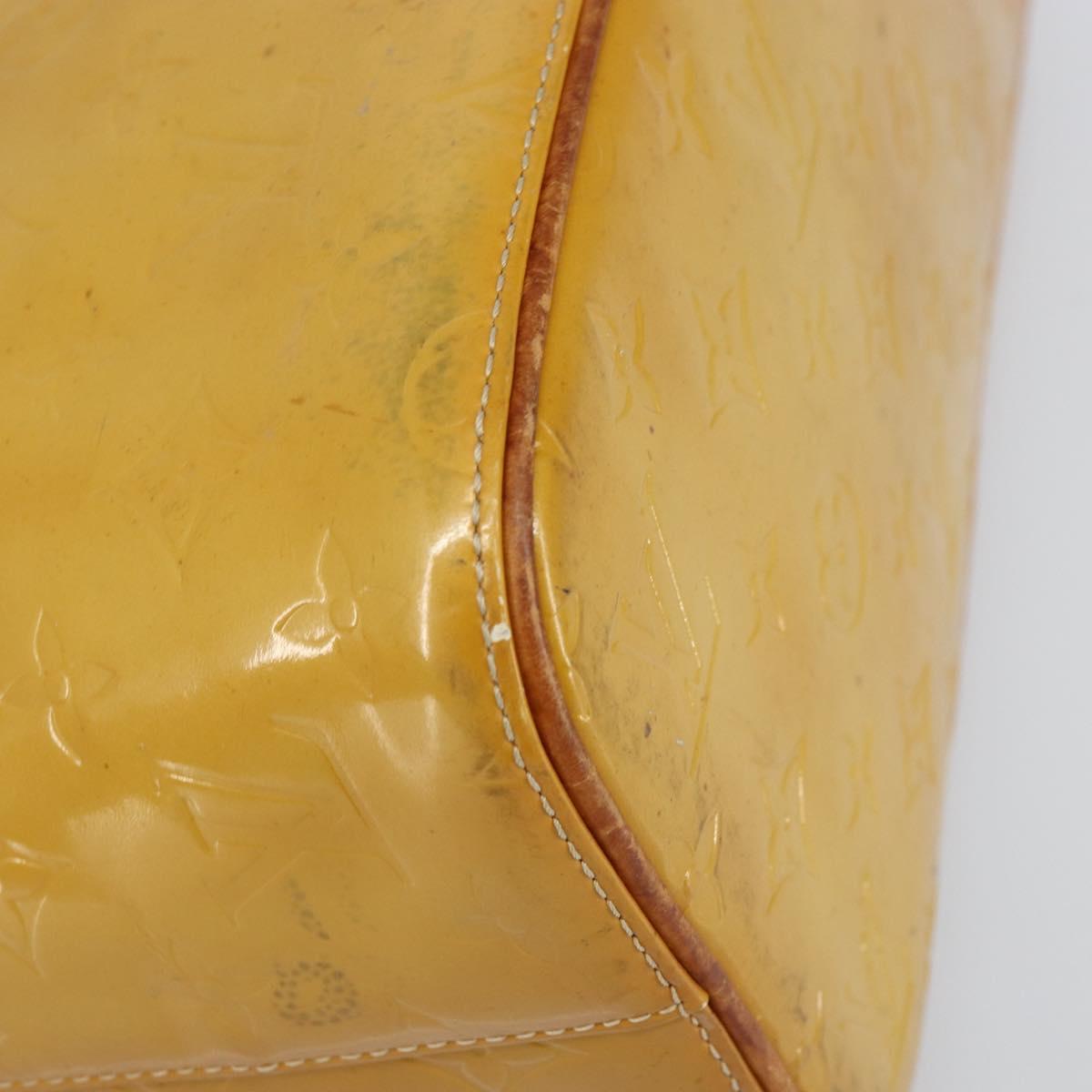 LOUIS VUITTON Monogram Vernis Houston Hand Bag Beige M91004 LV Auth bs31721