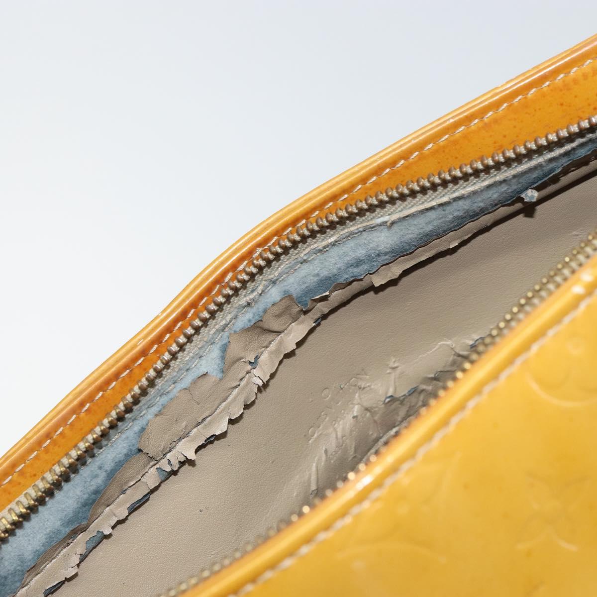 LOUIS VUITTON Monogram Vernis Houston Hand Bag Beige M91004 LV Auth bs31721