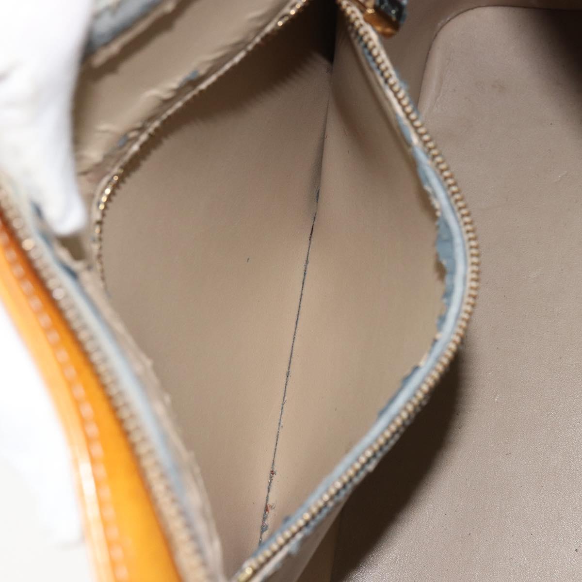 LOUIS VUITTON Monogram Vernis Houston Hand Bag Beige M91004 LV Auth bs31721