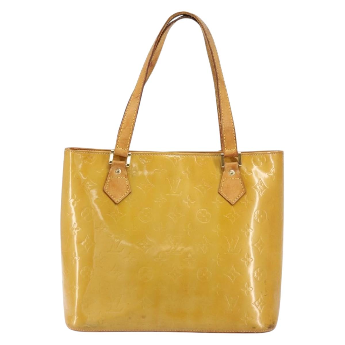 LOUIS VUITTON Monogram Vernis Houston Hand Bag Beige M91004 LV Auth bs31721