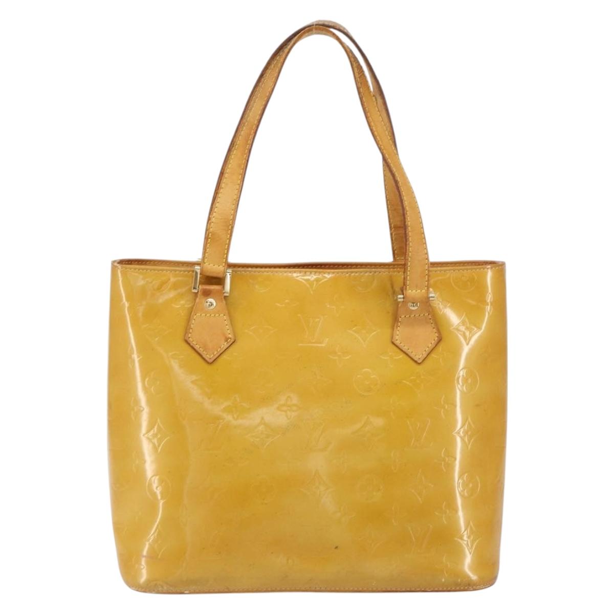 LOUIS VUITTON Monogram Vernis Houston Hand Bag Beige M91004 LV Auth bs31721