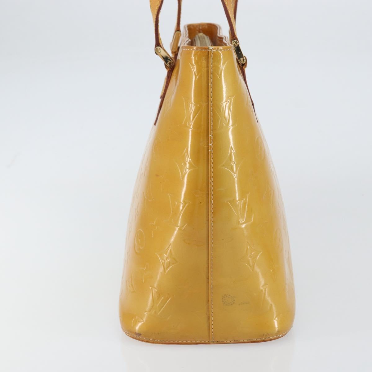 LOUIS VUITTON Monogram Vernis Houston Hand Bag Beige M91004 LV Auth bs31721