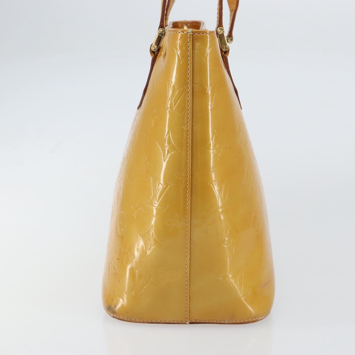 LOUIS VUITTON Monogram Vernis Houston Hand Bag Beige M91004 LV Auth bs31721