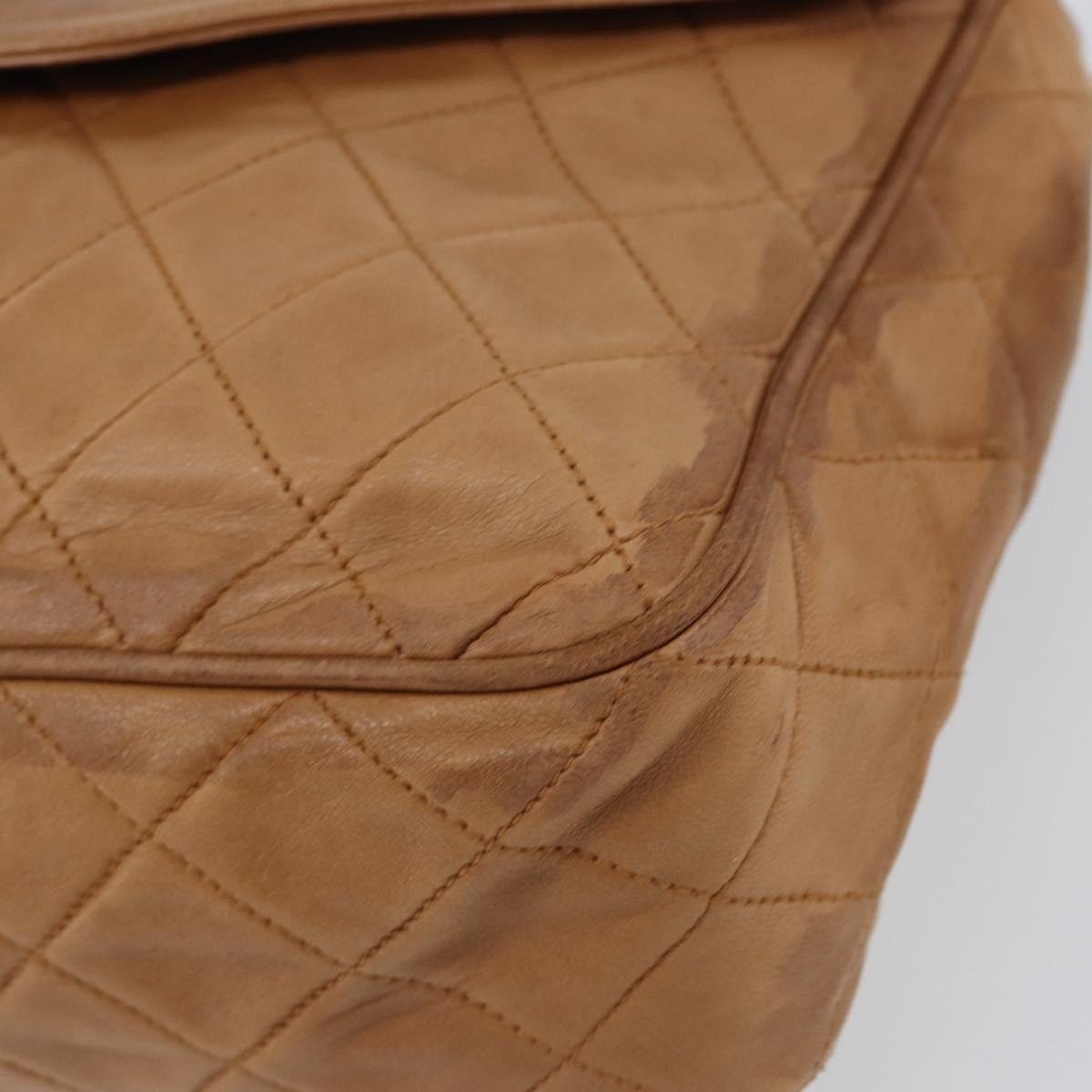 CHANEL Matelasse Fringe Chain Shoulder Bag Lamb Skin Brown Gold CC Auth bs31725