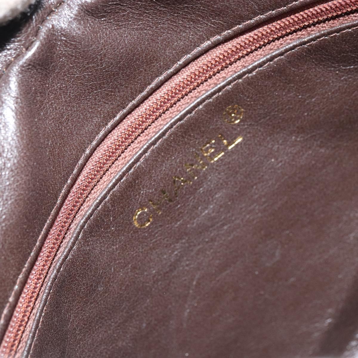 CHANEL Matelasse Fringe Chain Shoulder Bag Lamb Skin Brown Gold CC Auth bs31725