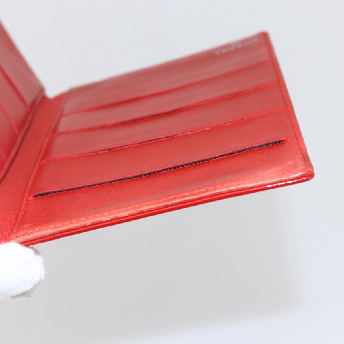 CHANEL Card Case Enamel Red CC Auth bs31726