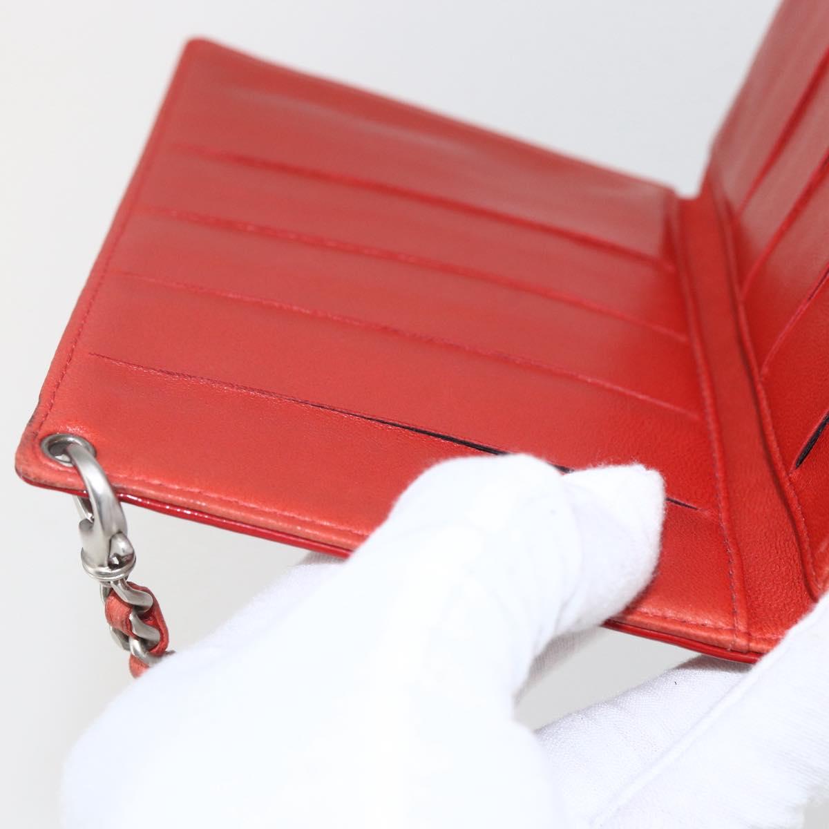 CHANEL Card Case Enamel Red CC Auth bs31726