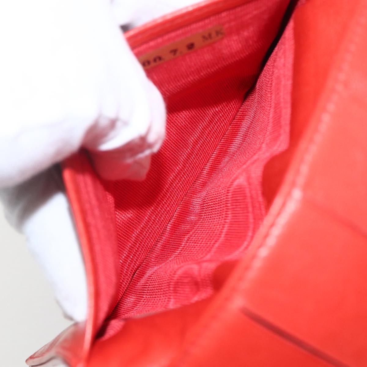 CHANEL Card Case Enamel Red CC Auth bs31726