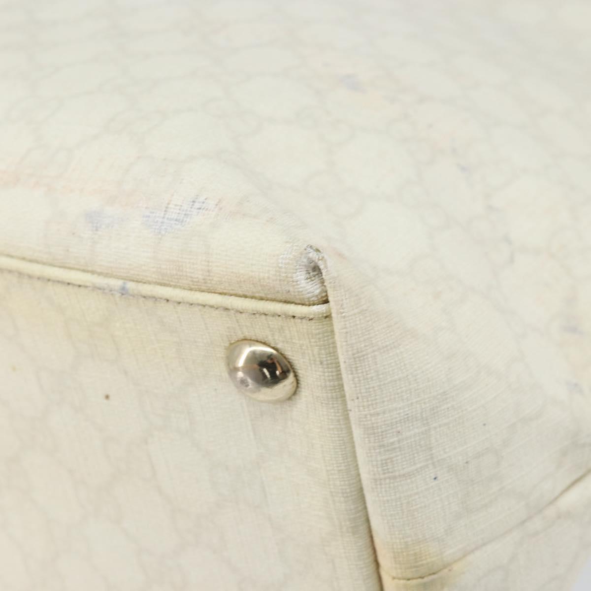 GUCCI GG Supreme Tote Bag PVC Leather White Gold 152630 Auth bs31729
