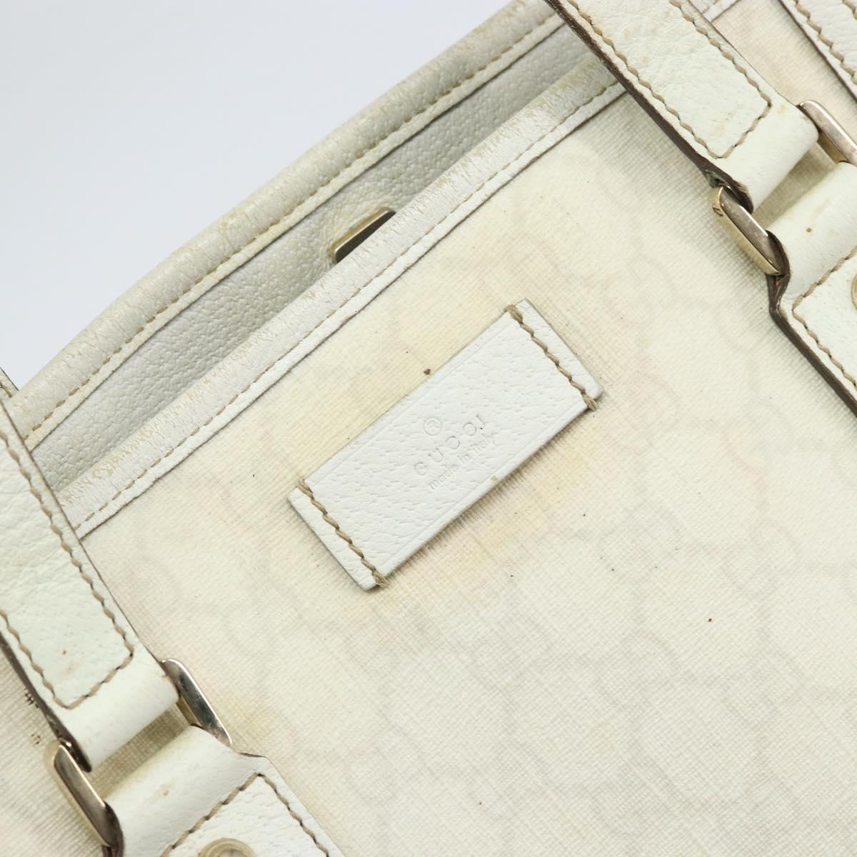 GUCCI GG Supreme Tote Bag PVC Leather White Gold 152630 Auth bs31729