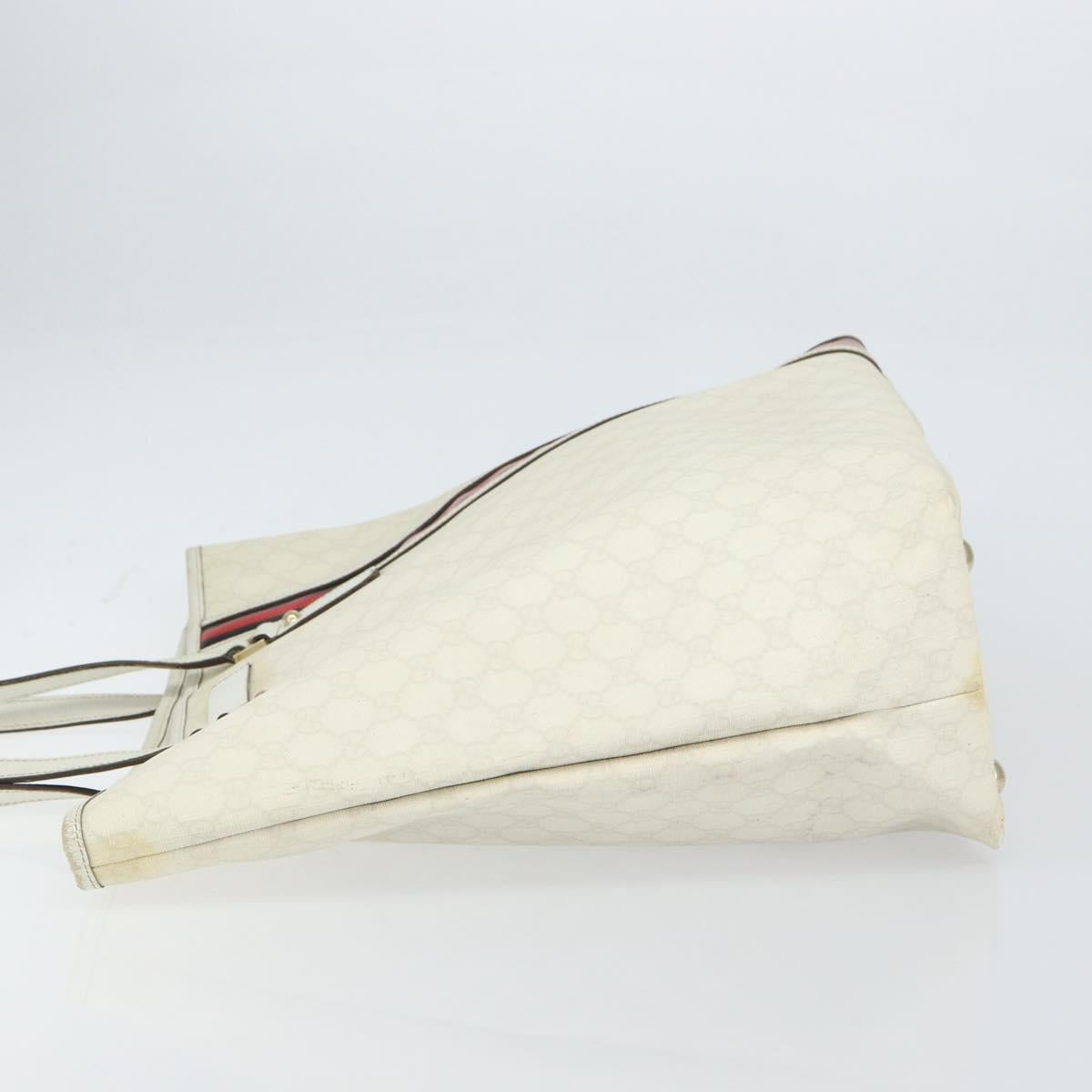 GUCCI GG Supreme Tote Bag PVC Leather White Gold 152630 Auth bs31729