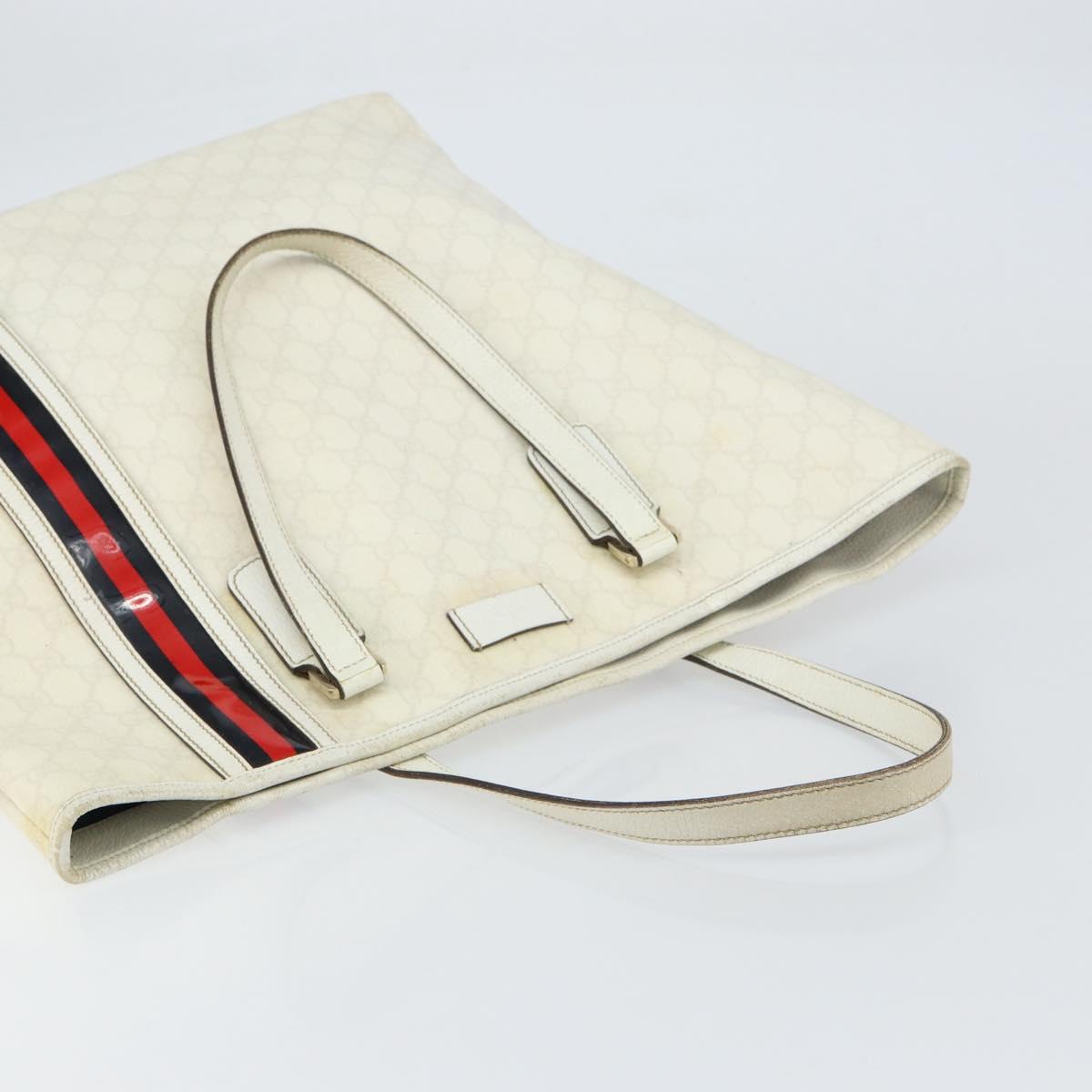GUCCI GG Supreme Tote Bag PVC Leather White Gold 152630 Auth bs31729