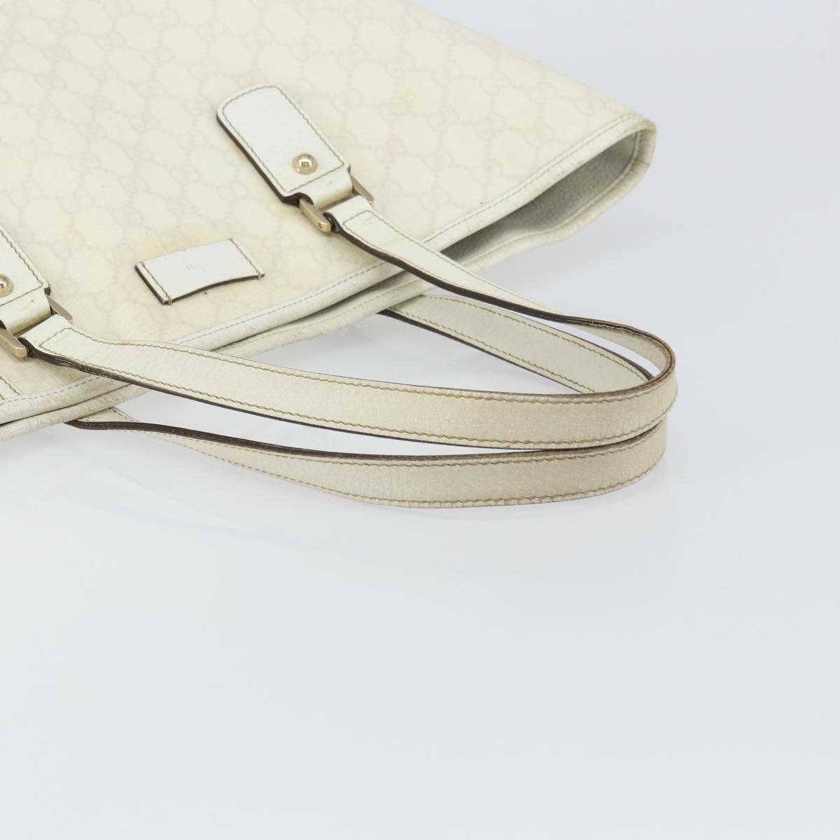 GUCCI GG Supreme Tote Bag PVC Leather White Gold 152630 Auth bs31729