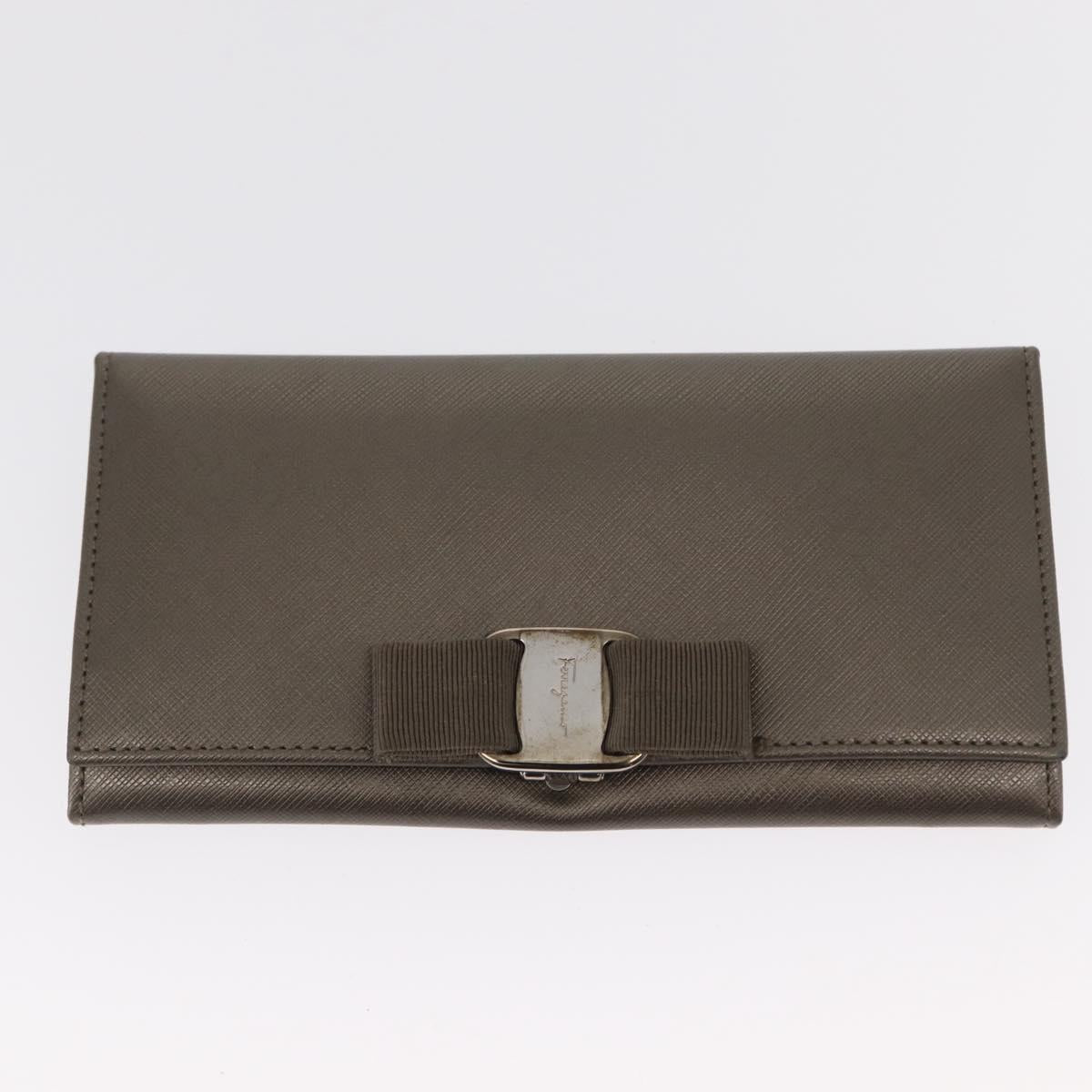 BVLGARI Salvatore Ferragamo Wallet Leather Canvas 2 Set Beige Khaki Auth bs31731