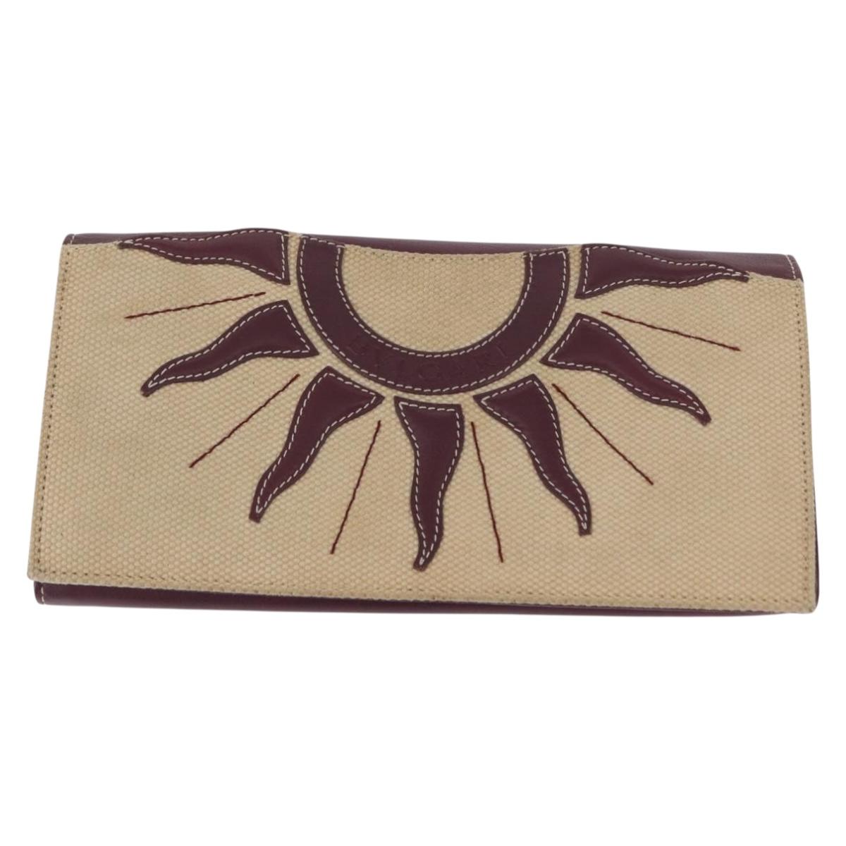 BVLGARI Salvatore Ferragamo Wallet Leather Canvas 2 Set Beige Khaki Auth bs31731