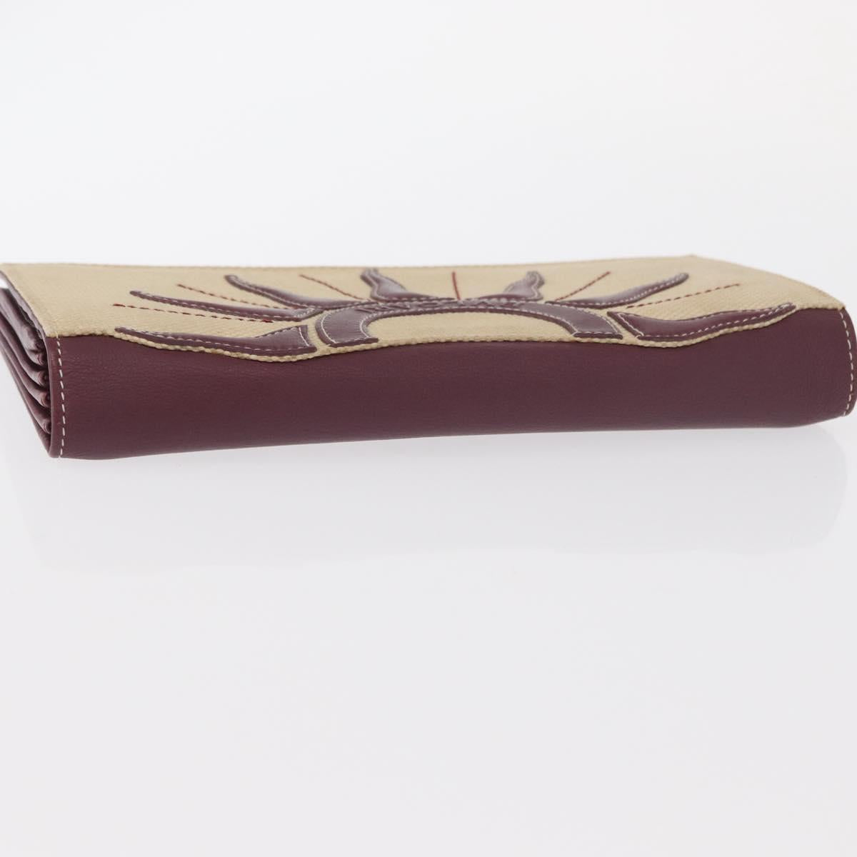 BVLGARI Salvatore Ferragamo Wallet Leather Canvas 2 Set Beige Khaki Auth bs31731