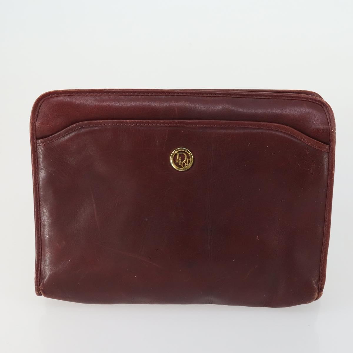 Christian Dior Trotter Canvas Clutch Bag Leather PVC 2 Set Red Pink Auth bs31733