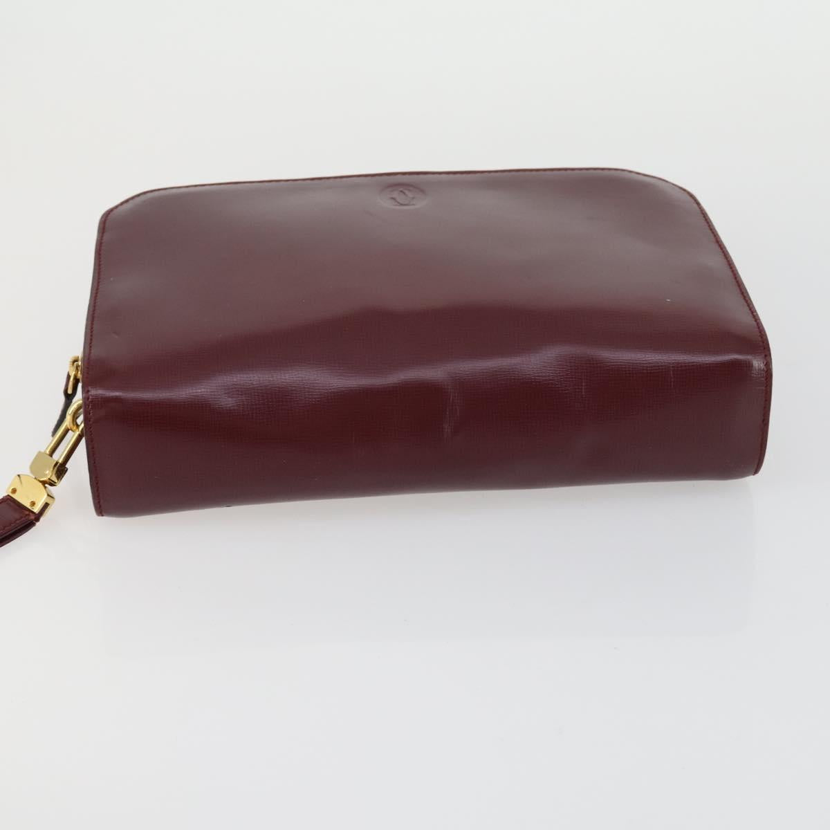 CARTIER Must Line Shoulder Bag Leather 4 Set Bordeaux Auth bs31739