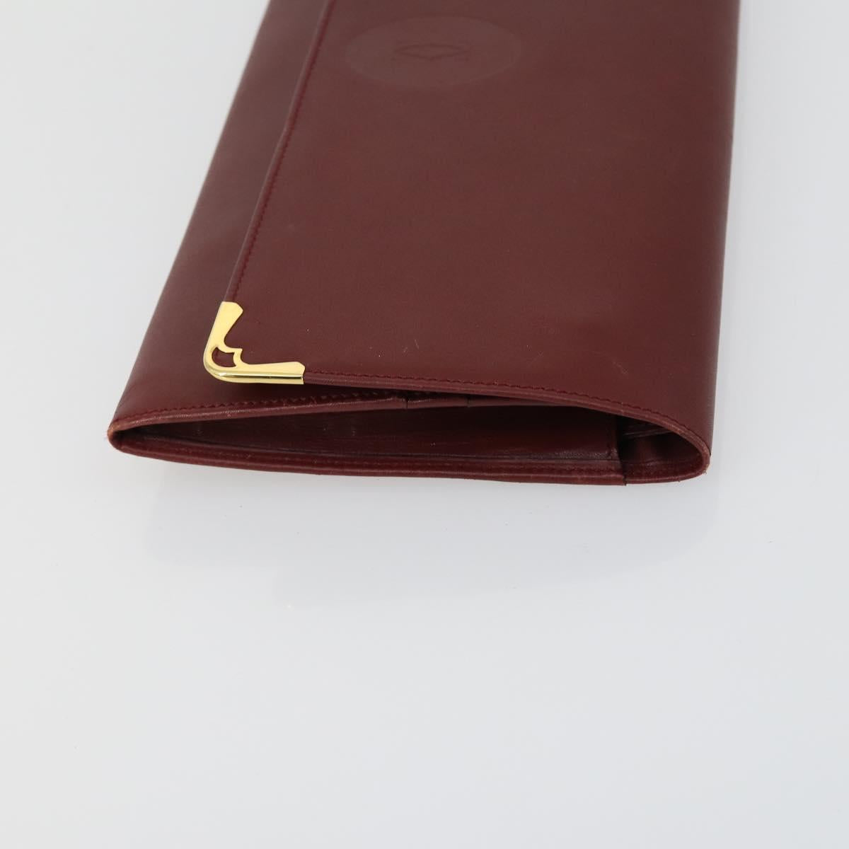 CARTIER Must Line Shoulder Bag Leather 4 Set Bordeaux Auth bs31739