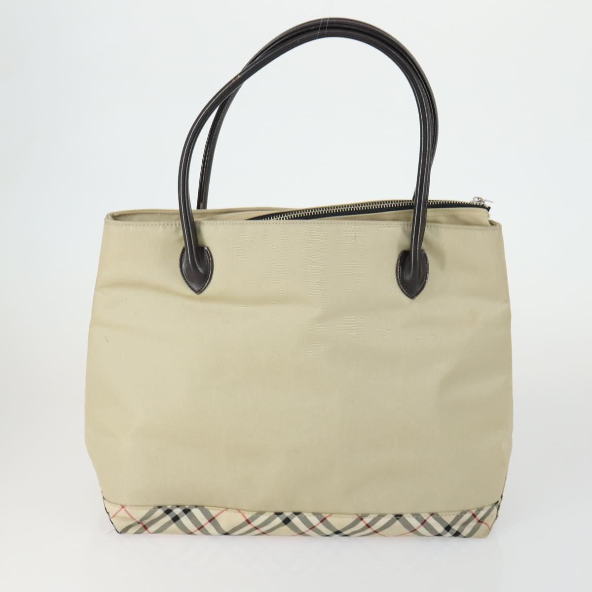 BURBERRY Tote Bag Nylon Canvas Leather 3 Set Beige Brown Auth bs31741