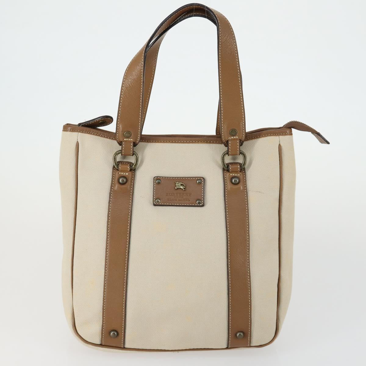 BURBERRY Tote Bag Nylon Canvas Leather 3 Set Beige Brown Auth bs31741