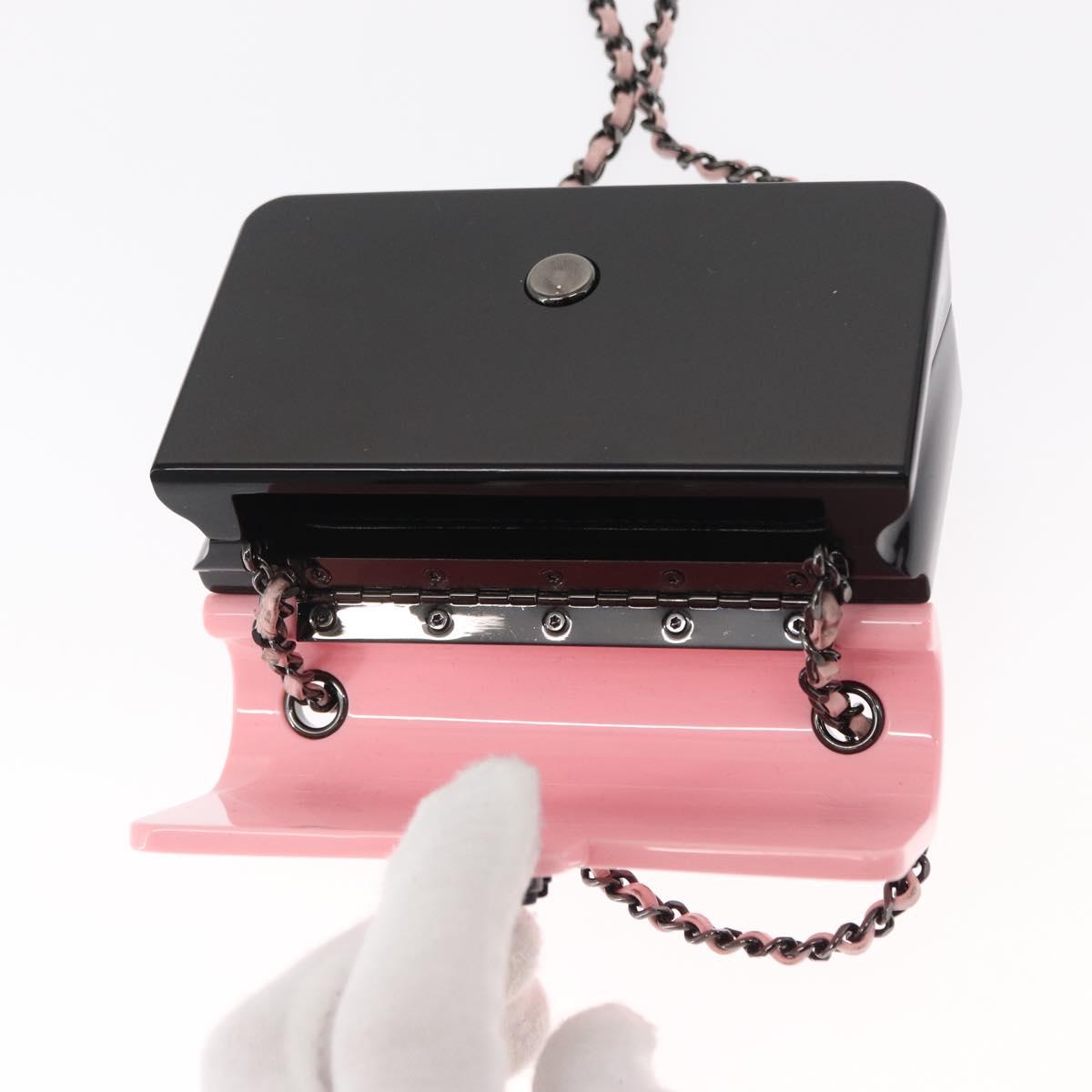 CHANEL Chain evening bag Shoulder Bag plexi Black Pink CC Auth bs31743SM
