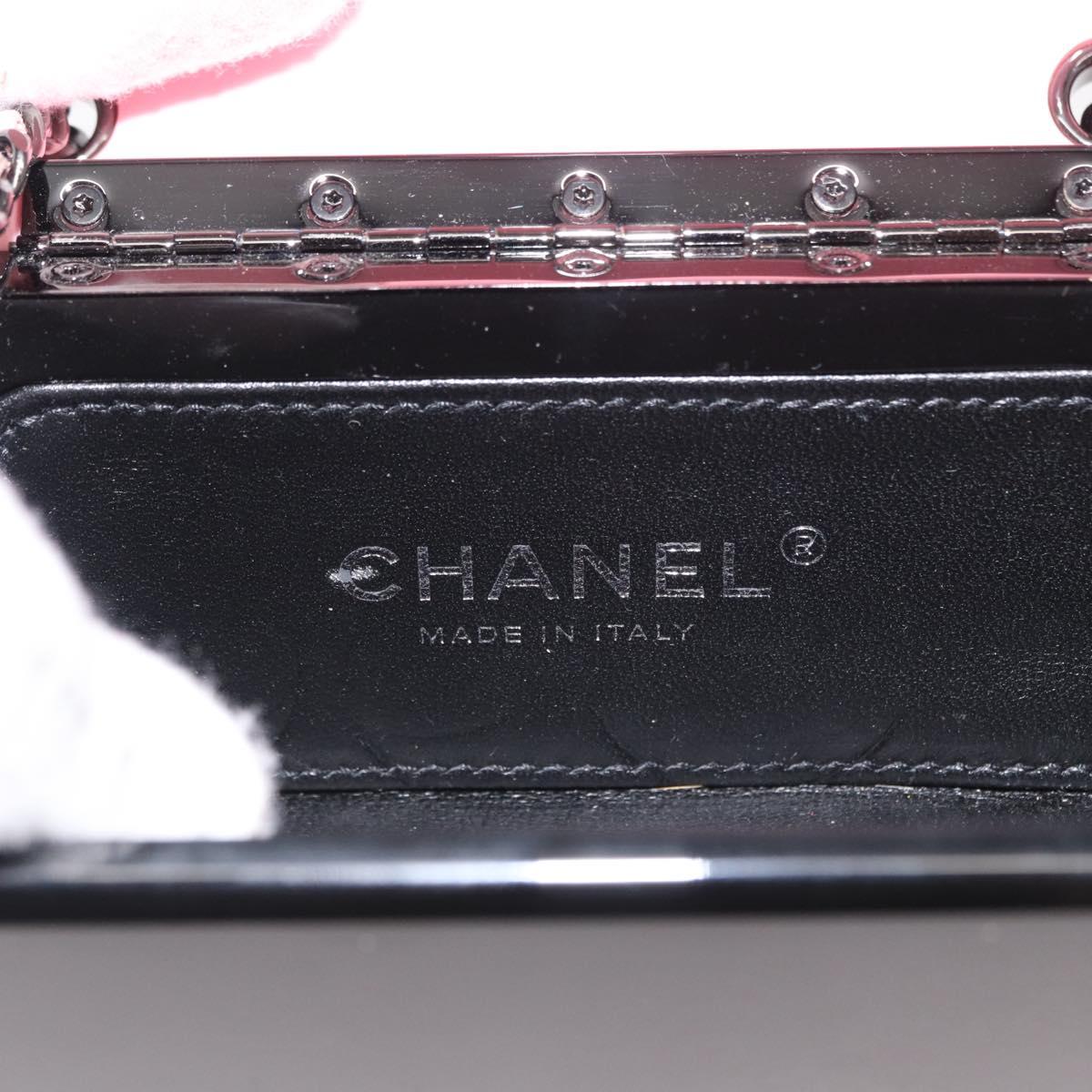 CHANEL Chain evening bag Shoulder Bag plexi Black Pink CC Auth bs31743SM