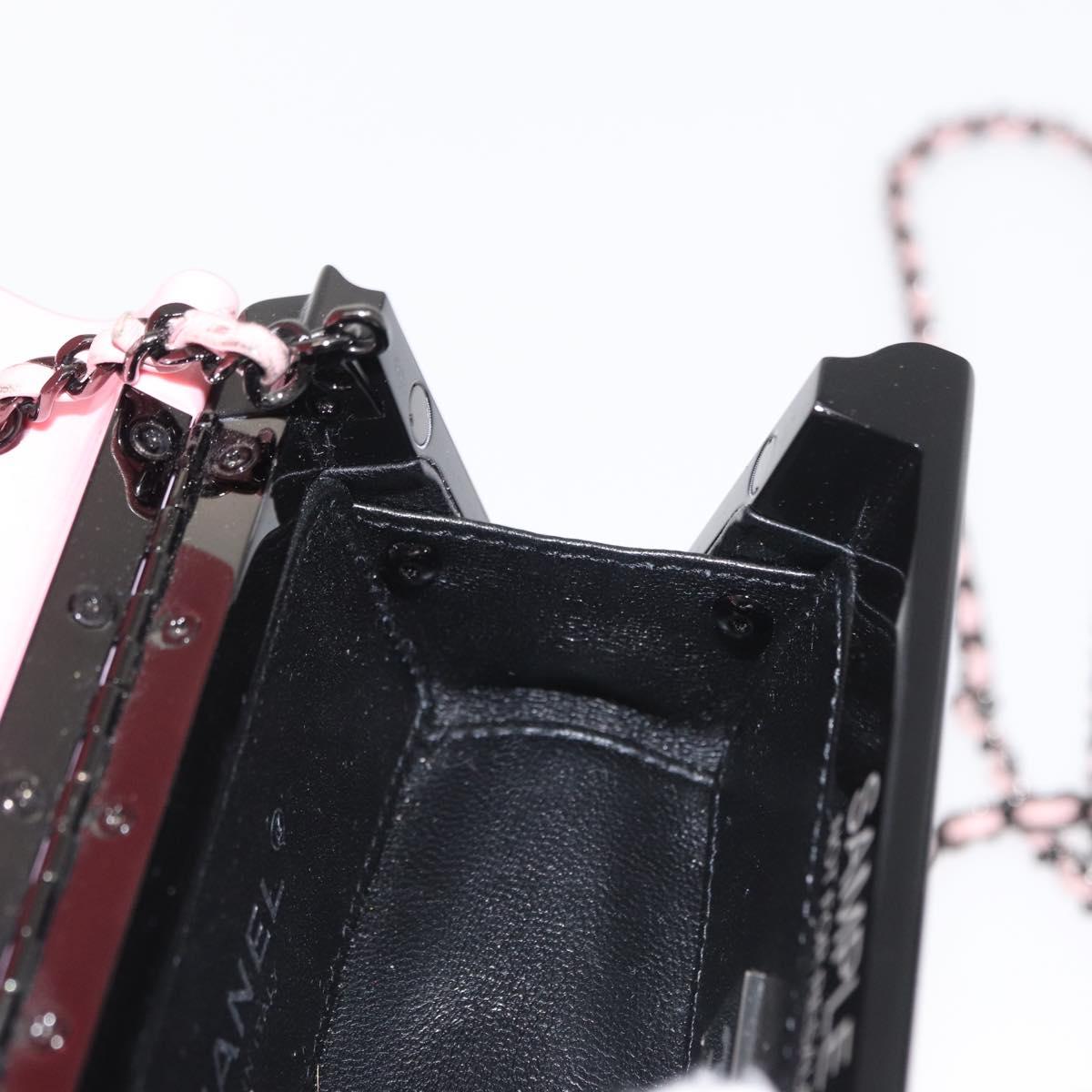 CHANEL Chain evening bag Shoulder Bag plexi Black Pink CC Auth bs31743SM
