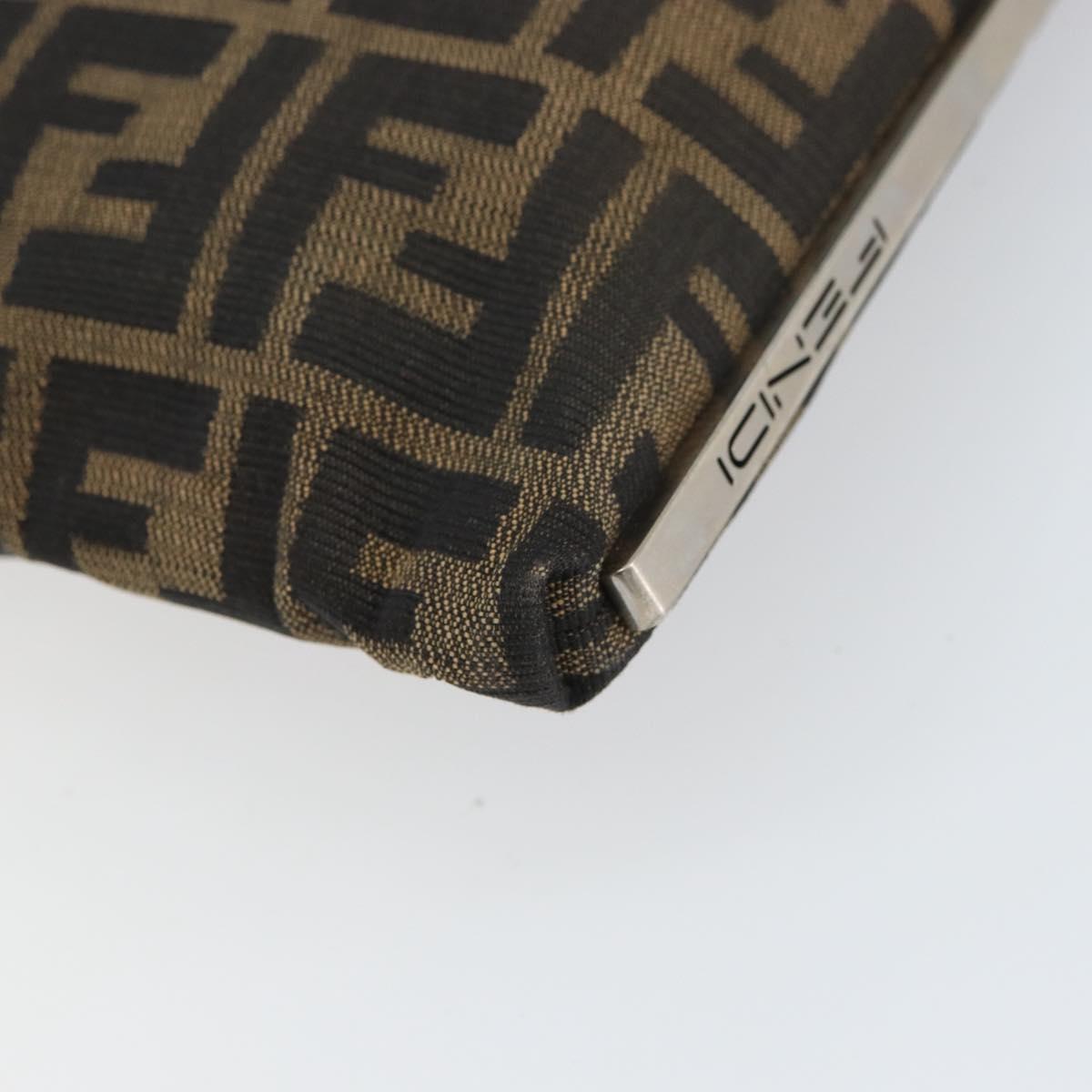 FENDI Zucca Canvas Shoulder Bag Brown Black Auth bs31744