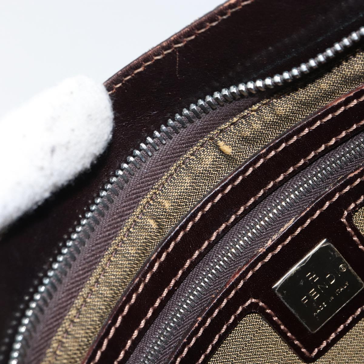 FENDI Zucca Canvas Shoulder Bag Brown Black Auth bs31744