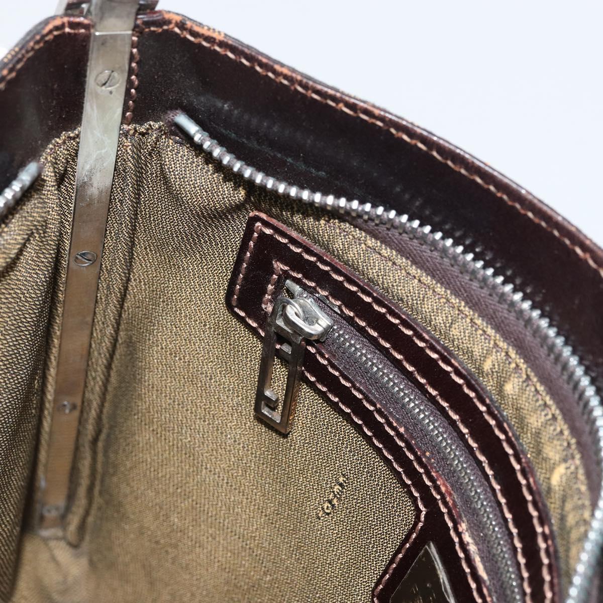 FENDI Zucca Canvas Shoulder Bag Brown Black Auth bs31744
