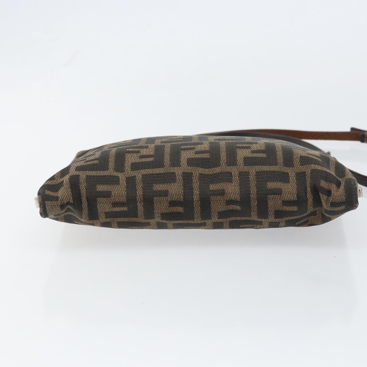 FENDI Zucca Canvas Shoulder Bag Brown Black Auth bs31744