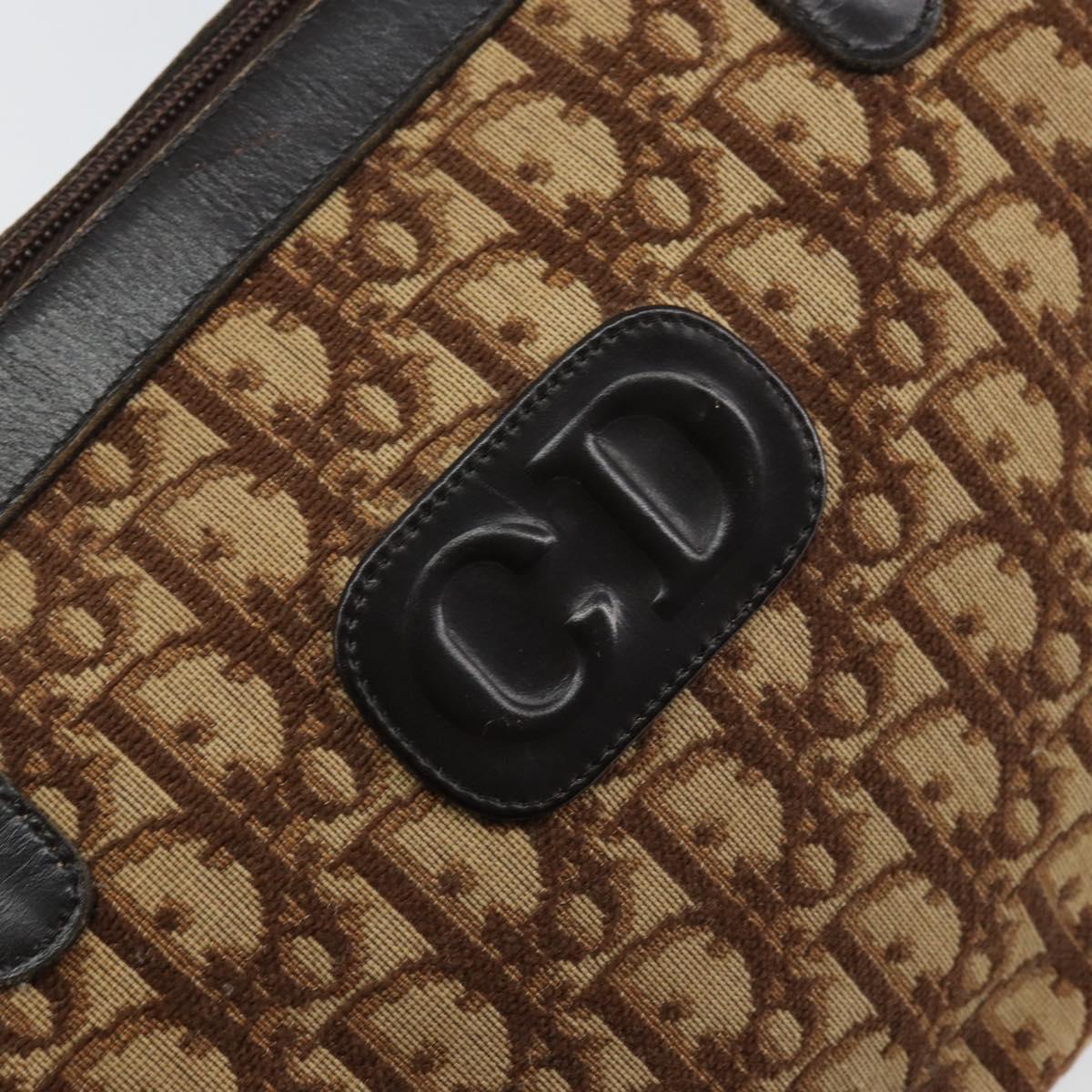 Christian Dior Trotter Canvas Hand Bag Brown Gold Auth bs31749