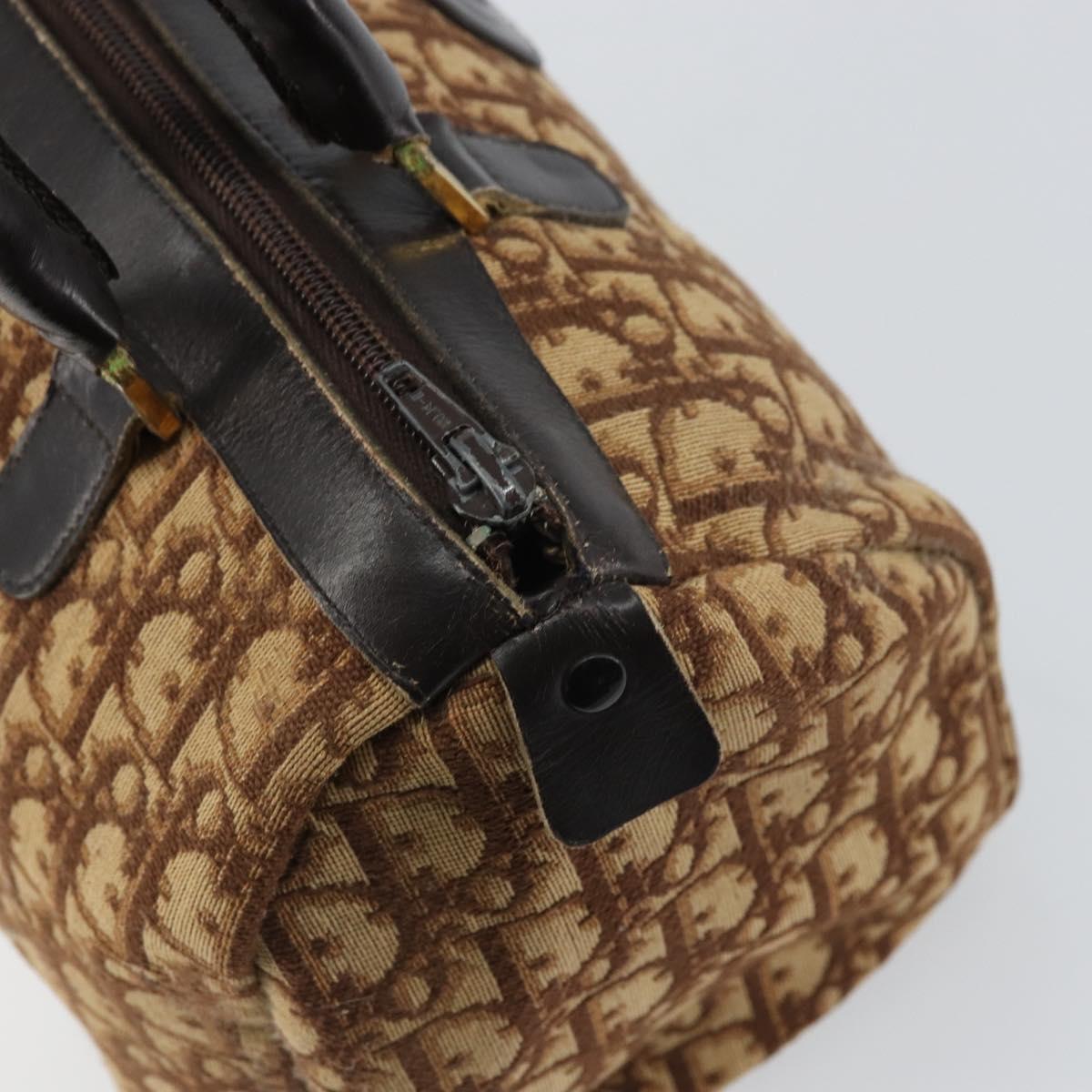 Christian Dior Trotter Canvas Hand Bag Brown Gold Auth bs31749