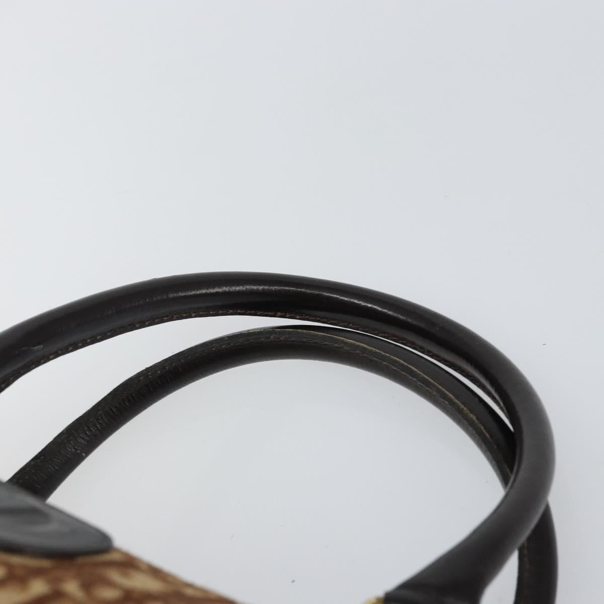 Christian Dior Trotter Canvas Hand Bag Brown Gold Auth bs31749