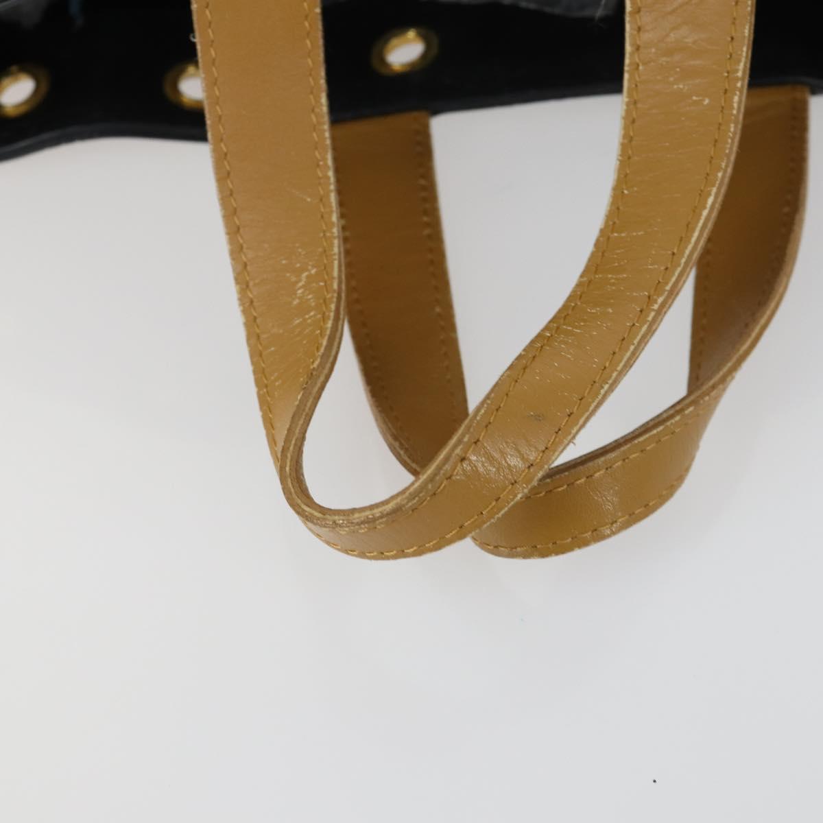 SAINT LAURENT Hand Bag Leather PVC 2way Black Brown gold Auth bs31752