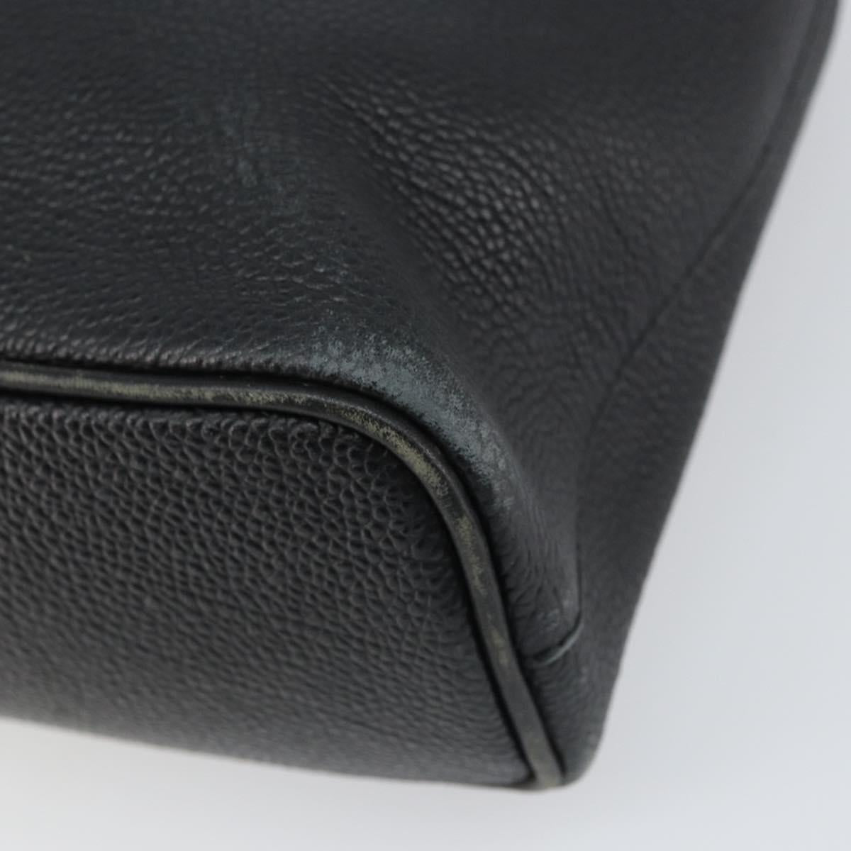 BURBERRY Hand Bag Leather Black Gold Auth bs31757