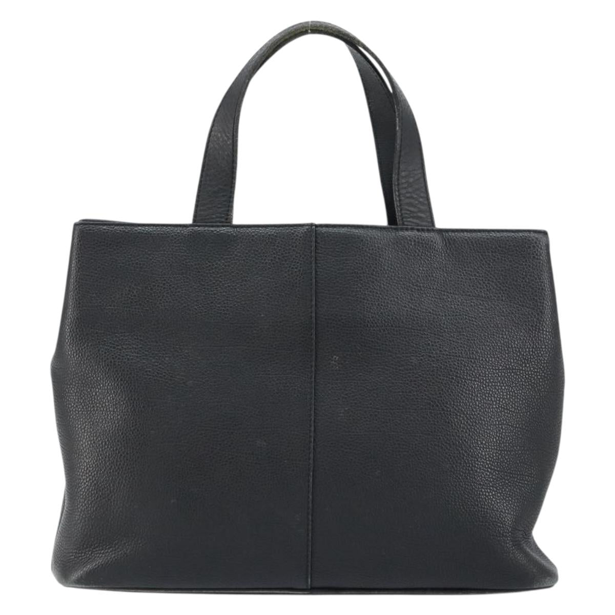 BURBERRY Hand Bag Leather Black Gold Auth bs31757