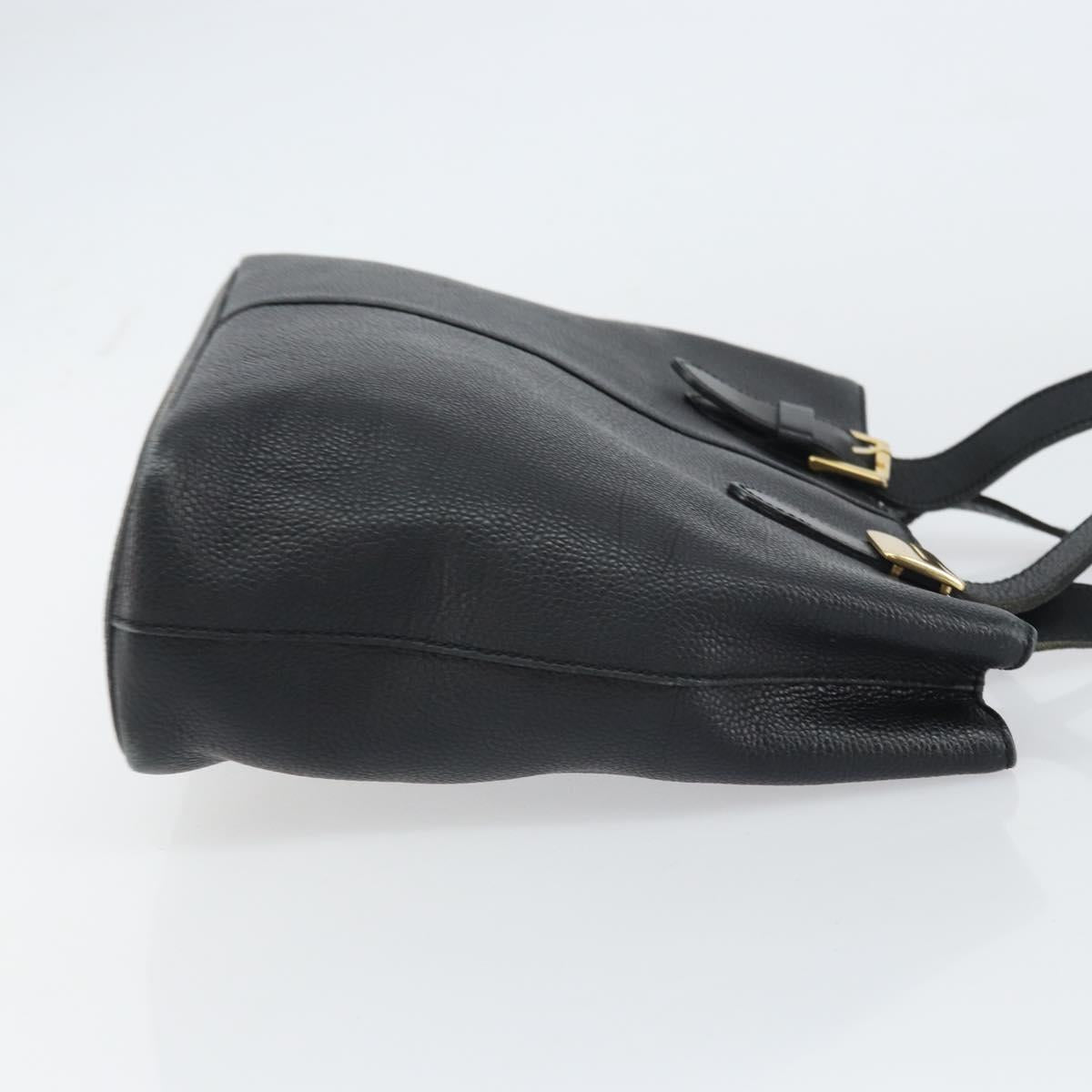 BURBERRY Hand Bag Leather Black Gold Auth bs31757