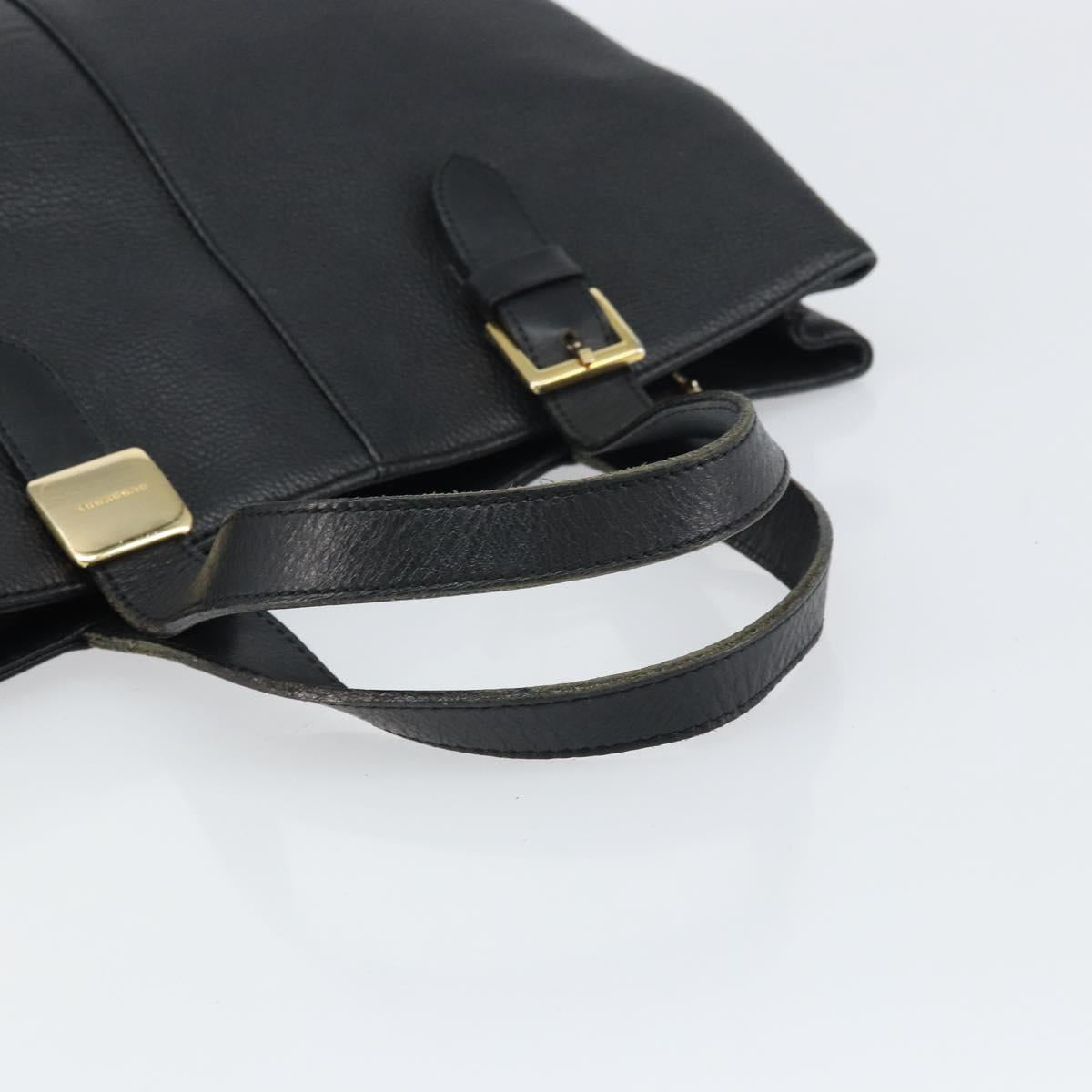 BURBERRY Hand Bag Leather Black Gold Auth bs31757