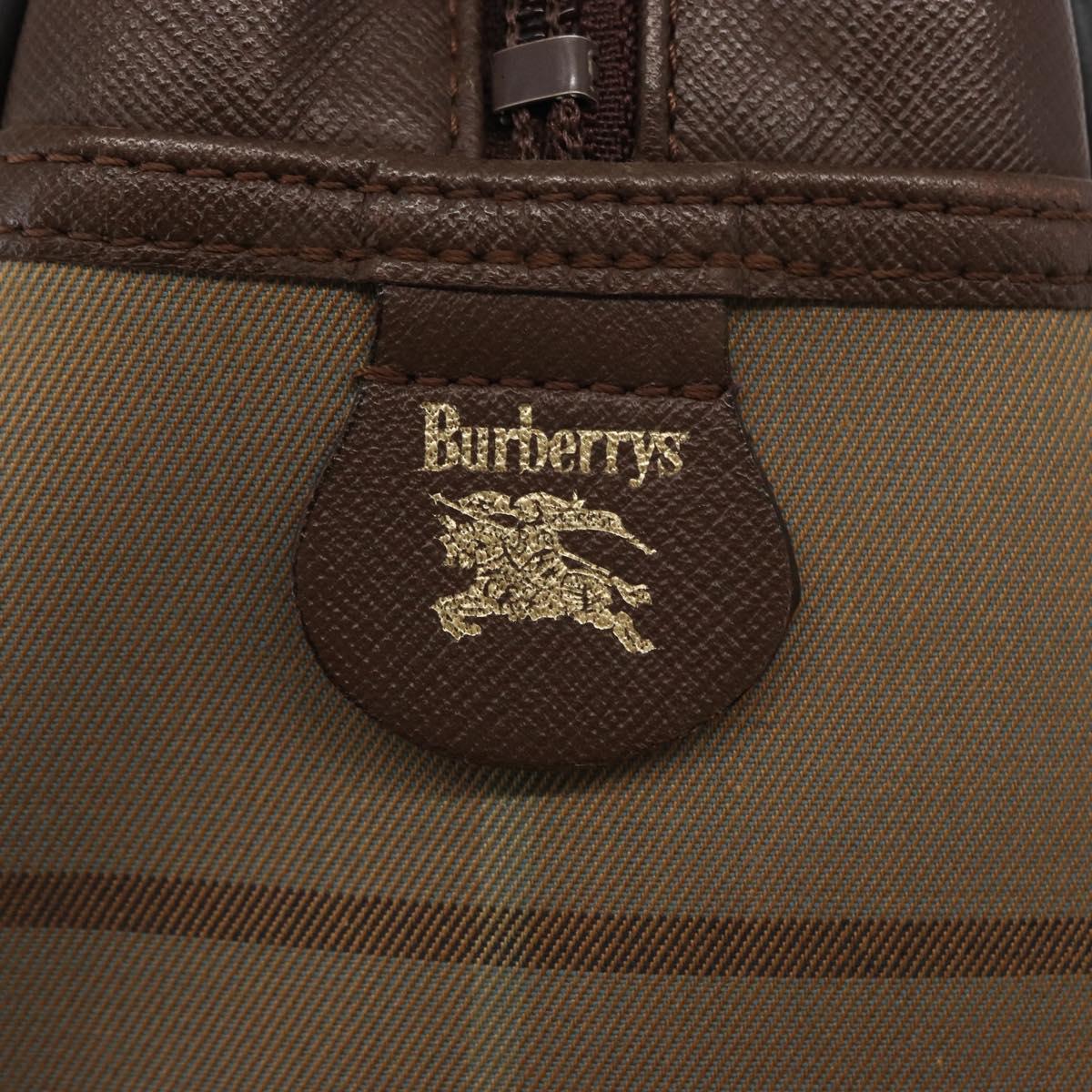 Burberrys Nova Check Hand Bag Canvas Beige Gold Auth bs31758