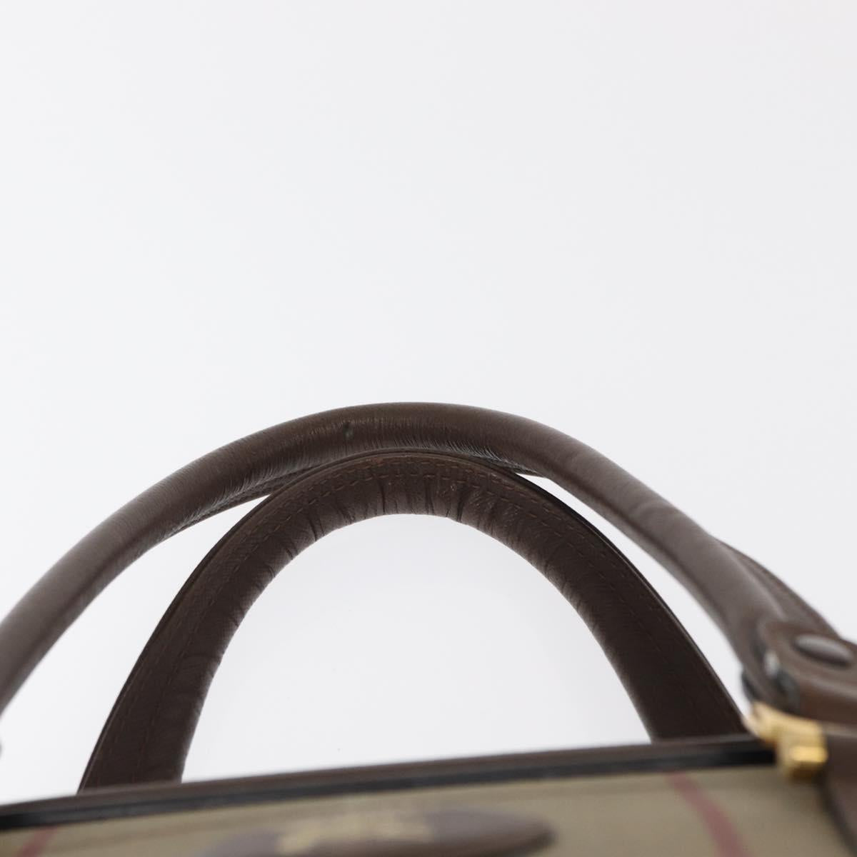 Burberrys Nova Check Hand Bag Canvas Beige Gold Auth bs31758