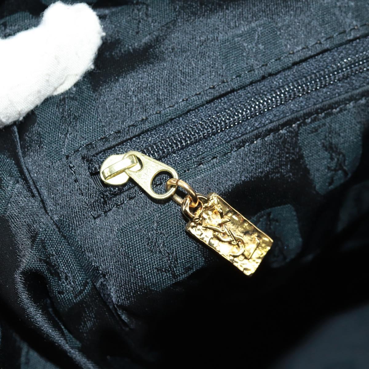 SAINT LAURENT Boston Bag Nylon Leather Navy Gold Auth bs31763