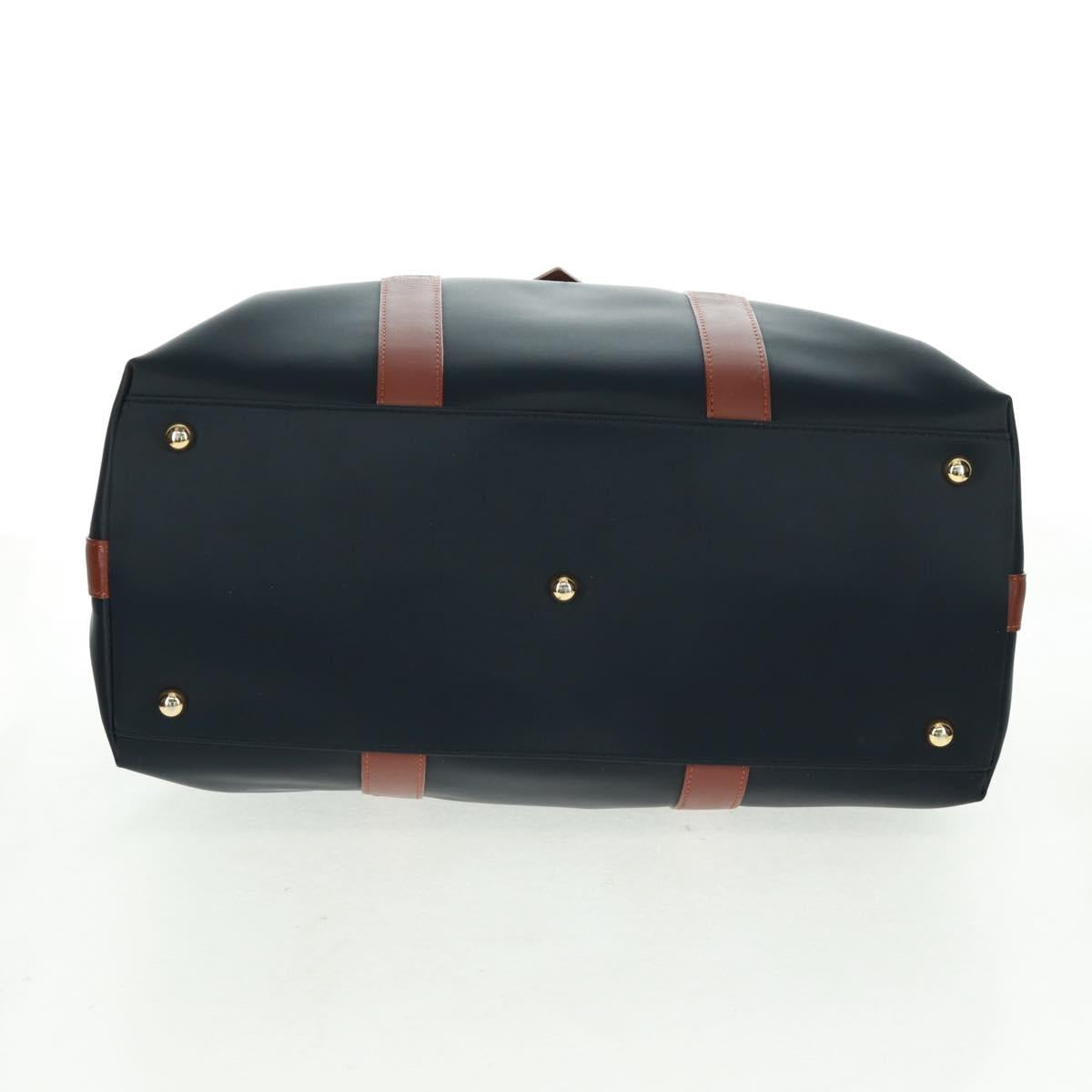 SAINT LAURENT Boston Bag Nylon Leather Navy Gold Auth bs31763