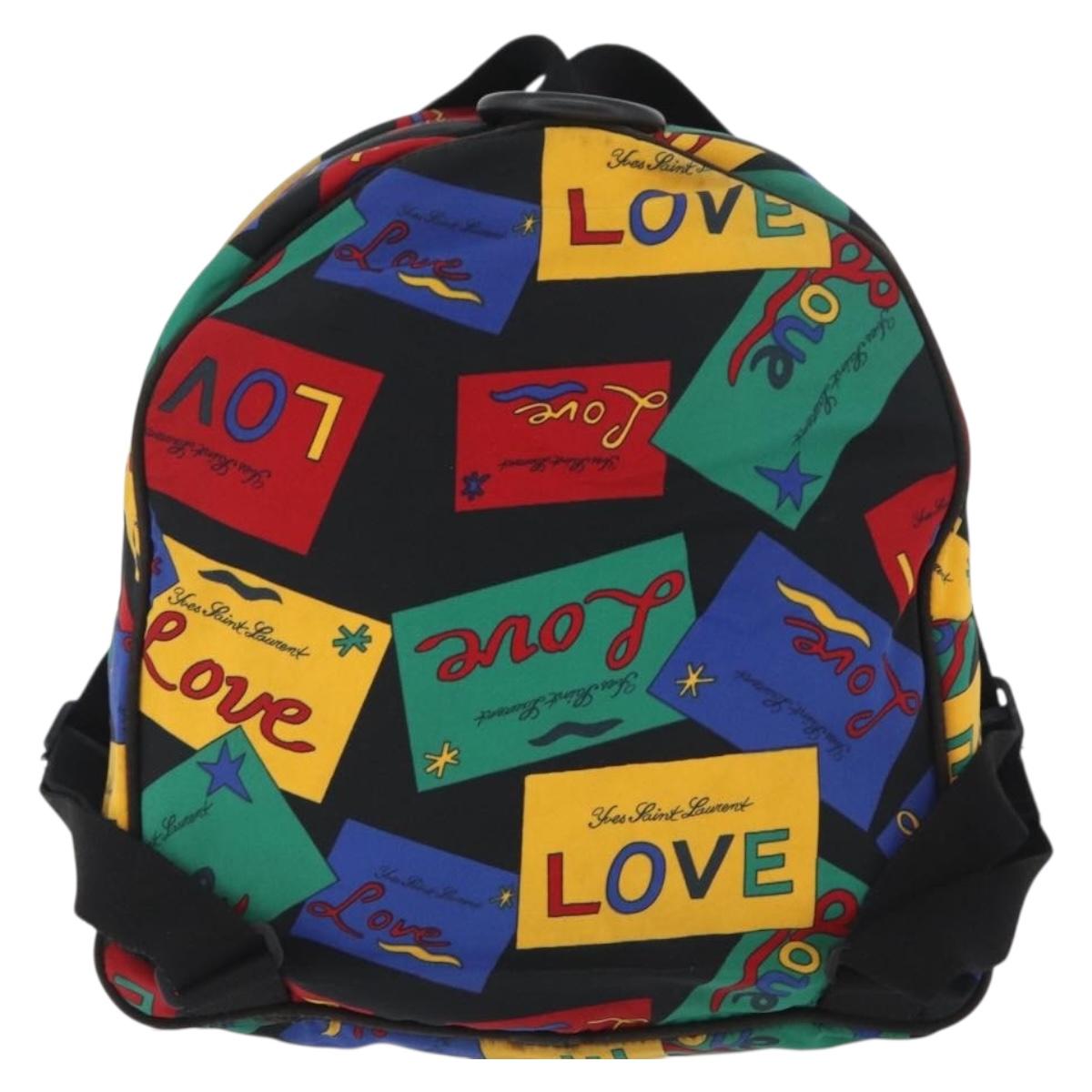 SAINT LAURENT Backpack Nylon Multicolor Gold Auth bs31764